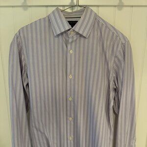 Banana Republic Non-Iron Slim Fit - Purple Striped Dress Shirt - Small